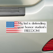 Eervol Student Vrijheid Gewapende Strijdkrachten B Bumpersticker (Op auto)