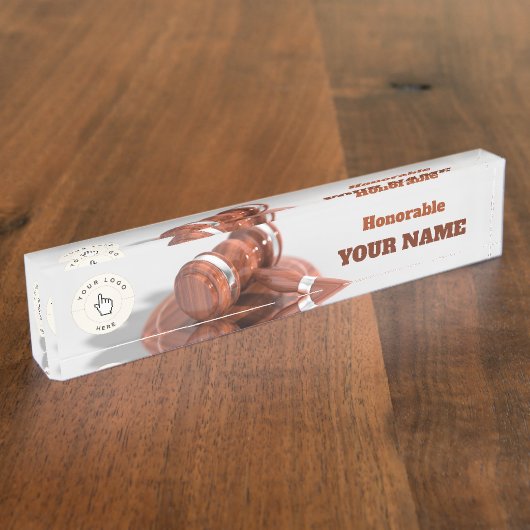 Eervolle Judge Gavel Desk Naam bord Naambordje (Zijkant)