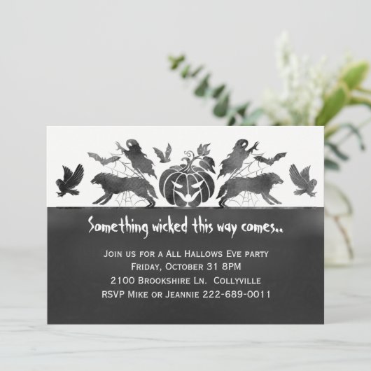 Eery Creatures Halloween Party Invitation Kaart (Staand voorkant)