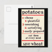 Eet aardappelen, Save Wheat Wartime WWI Poster Briefkaart (Voorkant / Achterkant)