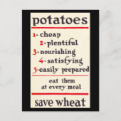 Eet aardappelen, Save Wheat Wartime WWI Poster Briefkaart (Voorkant)