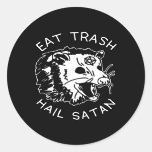 Eet Afval Heil Satan Bijpassende Kerst Pyjama Kers Ronde Sticker