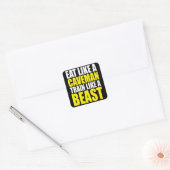Eet als een holbewoner, train als een beest - Work Vierkante Sticker (Envelop)