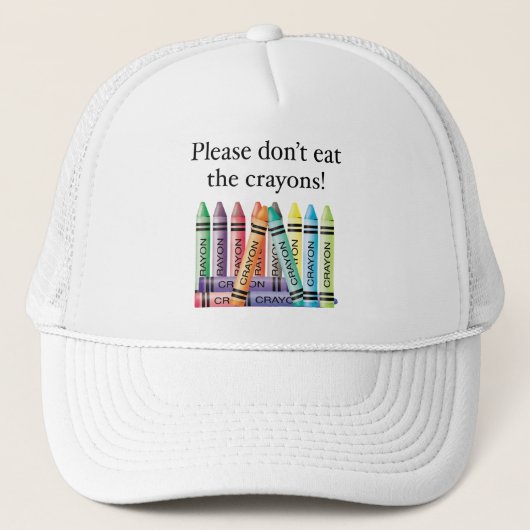 Eet alsjeblieft niet de crayons trucker pet (Voorkant)