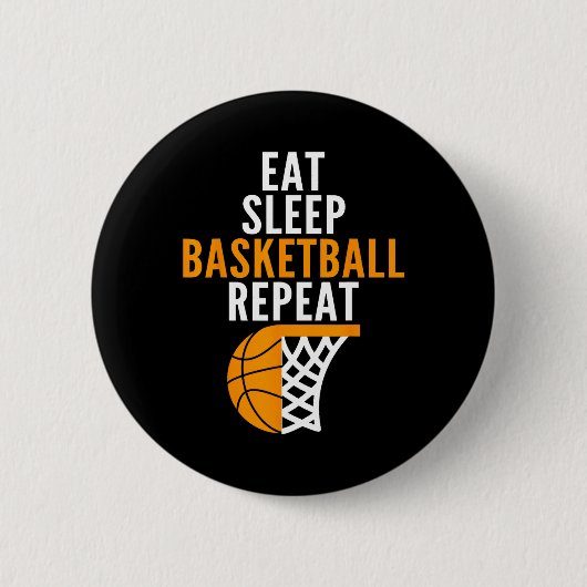 eet basketbal en herhaal de bal ronde button 5,7 cm (Voorkant)