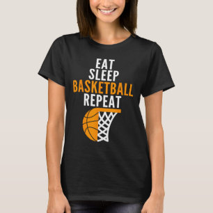 eet basketbal en herhaal de bal t-shirt