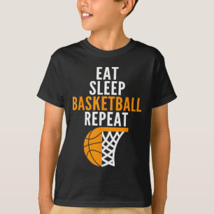 eet basketbal en herhaal de bal t-shirt