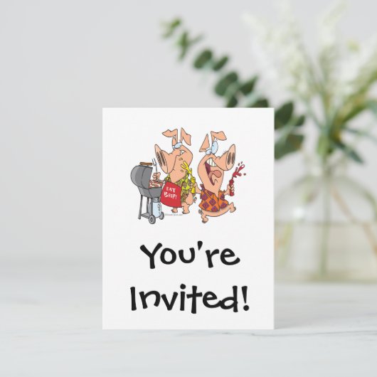 Eet beef grappig barbecue BBQing Varkens Kaart (Staand voorkant)