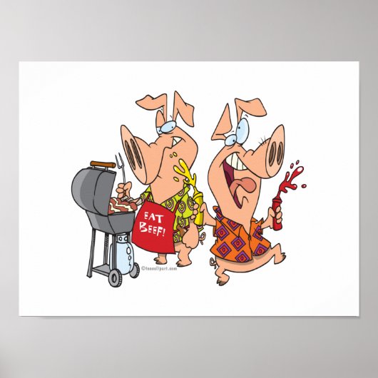 Eet beef grappig barbecue BBQing Varkens Poster (Voorkant)