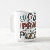 Eet, bid, hou van pizza koffiemok (Voorkant links)
