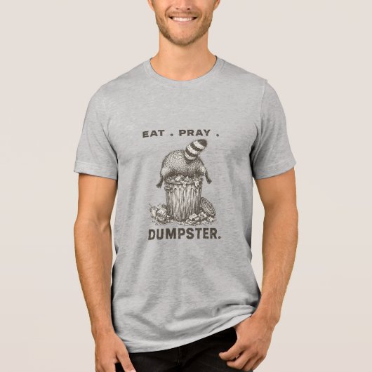 Eet Bid Vuilcontainer Wasbeer Grappige Afvalpanda Tri-Blend Shirt (Voorkant)