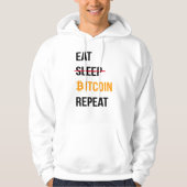 Eet Bitcoin Herhaal Hoodie - Grappige Crypto Hoodi (Voorkant)
