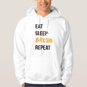 Eet Bitcoin Herhaal Hoodie - Grappige Crypto Hoodi