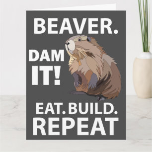 Eet Bouw Herhaal Grappige Bever Dier Grappige Groe Kaart