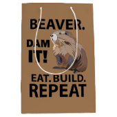 Eet Bouw Herhaal Grappige Bever Dier Medium Cadeauzakje (Voorkant)