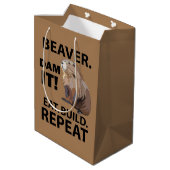 Eet Bouw Herhaal Grappige Bever Dier Medium Cadeauzakje (Achterkant Gekanteld)