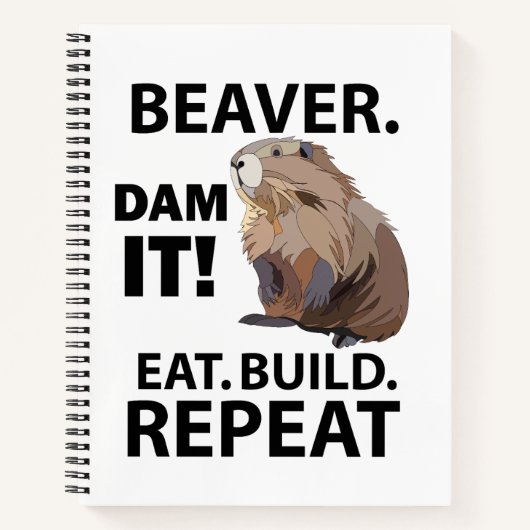 Eet Bouw Herhaal Grappige Bever Dier Notitieboek (Voorkant)