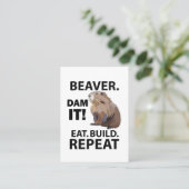 Eet Bouw Herhaal Grappige Bever Dier Visitekaartje (Staand voorkant)