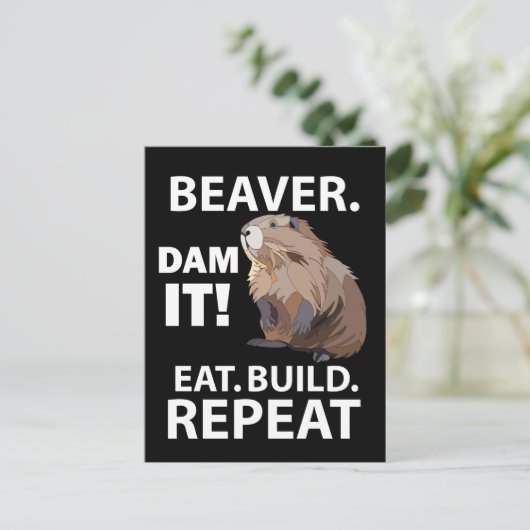 Eet Build Herhaal Grappig Beverdier Briefkaart (Staand voorkant)