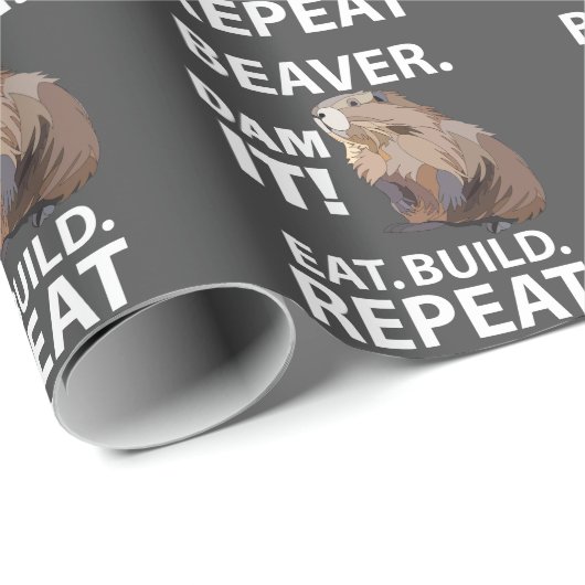 Eet Build Herhaal Grappig Beverdier Cadeaupapier (Rol Hoek)