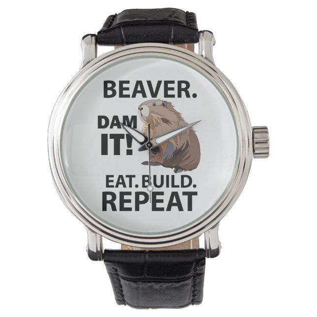 Eet Build Herhaal Grappig Beverdier Horloge (Voorkant)