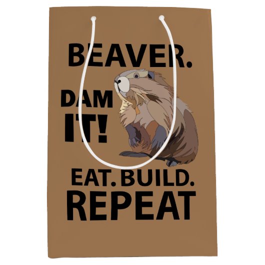 Eet Build Herhaal Grappig Beverdier Medium Cadeauzakje (Voorkant)