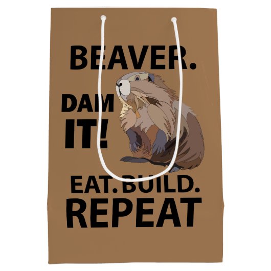 Eet Build Herhaal Grappig Beverdier Medium Cadeauzakje (Achterkant)