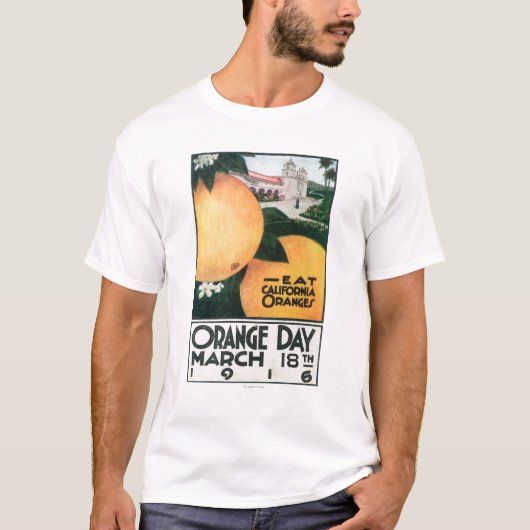 Eet CA-Sinaasappels op Oranje dag T-shirt (Voorkant)