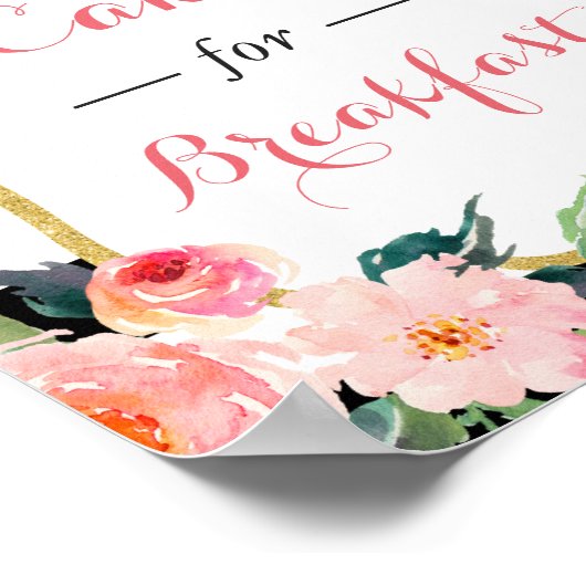 Eet cake als ontbijtdessert bord poster (Hoek)