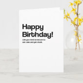 Eet Cake Funny Verjaardag Kaart (Gele Bloem)