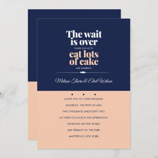 Eet Cake Lettertype Bruiloft Uitnodiging (Voorkant / Achterkant)