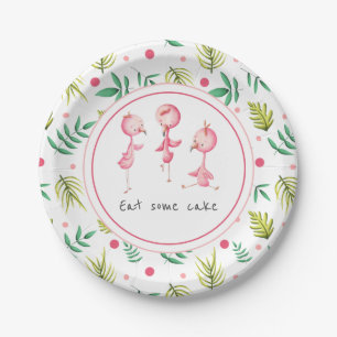 Eet Cake Tropische Bloemen Flamingo Party Paper Pl Papieren Bordje
