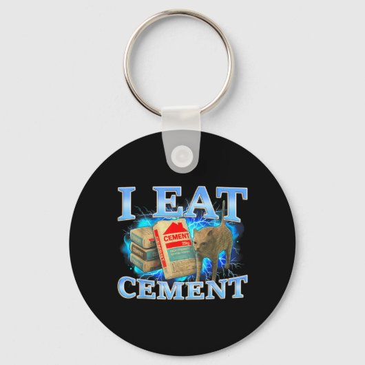 Eet Cement Grappige Kat Meme Onwaarschijnlijk Spec Sleutelhanger (Voorkant)