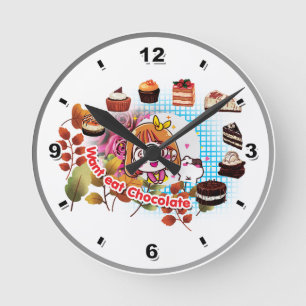 Eet chocolade taart-klok ronde klok