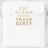 Eet Clean Train Dirty Gold Glitter Square Stickers (Tas)
