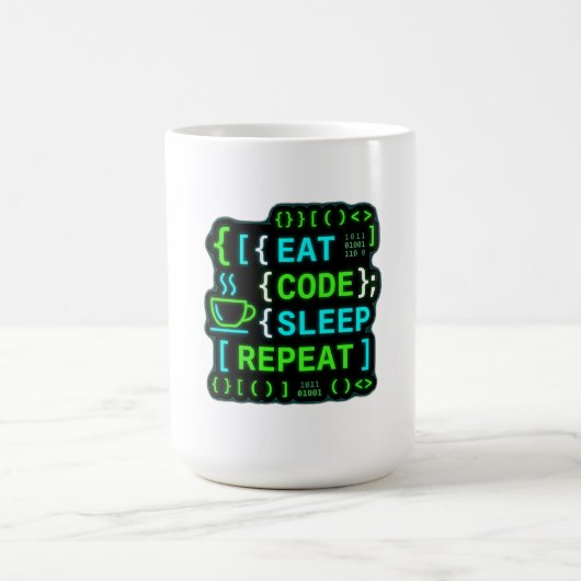 Eet Code Slaap Herhaal Neon Programmeur Humor Koffiemok (Center)