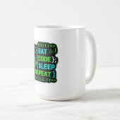 Eet Code Slaap Herhaal Neon Programmeur Humor Koffiemok (Voorkant rechts)