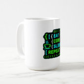 Eet Code Slaap Herhaal Neon Programmeur Humor Koffiemok (Voorkant links)