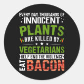 Eet con anti vegan bbq ontbijt eten ronde sticker (Voorkant)