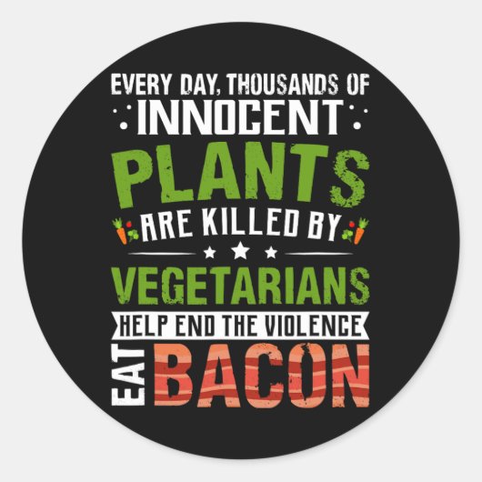 Eet con anti vegan bbq ontbijt eten ronde sticker (Voorkant)