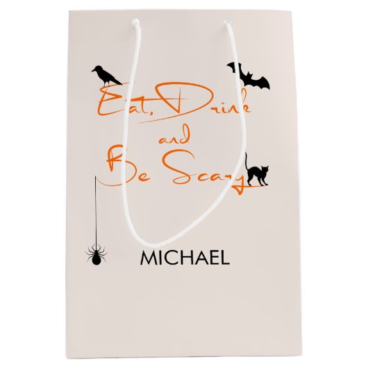 Eet de Drink en ben eng Halloween Gift Bag Medium Cadeauzakje (Voorkant)