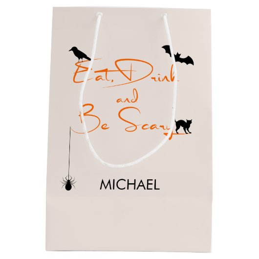 Eet de Drink en ben eng Halloween Gift Bag Medium Cadeauzakje (Achterkant)