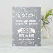 Eet de Drink en viert de Gray van de Winter sparen Save The Date (Staand voorkant)