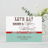 Eet, de Drink wordt gehuwd sparen de Mededelingen  Save The Date (Staand voorkant)