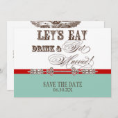 Eet, de Drink wordt gehuwd sparen de Mededelingen  Save The Date (Voorkant / Achterkant)