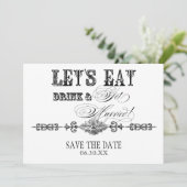 Eet, de Drink wordt gehuwd sparen de Mededelingen  Save The Date (Staand voorkant)