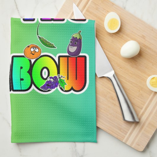 Eet de regenboog theedoek (Quarter Fold)