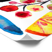 Eet de regenboogkleurige Waterverf Fruit Veggies Poster (Hoek)