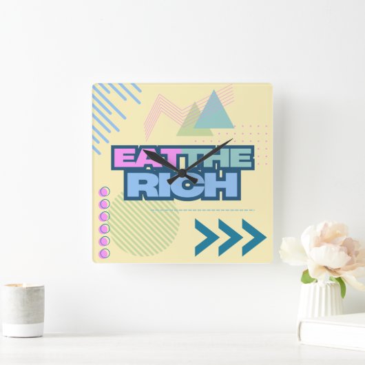 Eet de Rich 90s Vibe Clock Vierkante Klok (Huis)