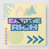 Eet de Rich 90s Vibe Clock Vierkante Klok (Voorkant)